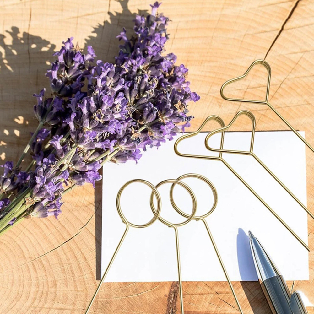 Floral Picks Wood - حامل بطاقات زهور معدني ذهبي لتزيين