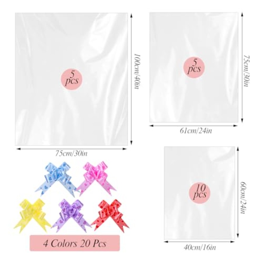 20 قطعة من أكياس السيلوفان الك - مراجعة Cellophane Wrap Clear وسعره
