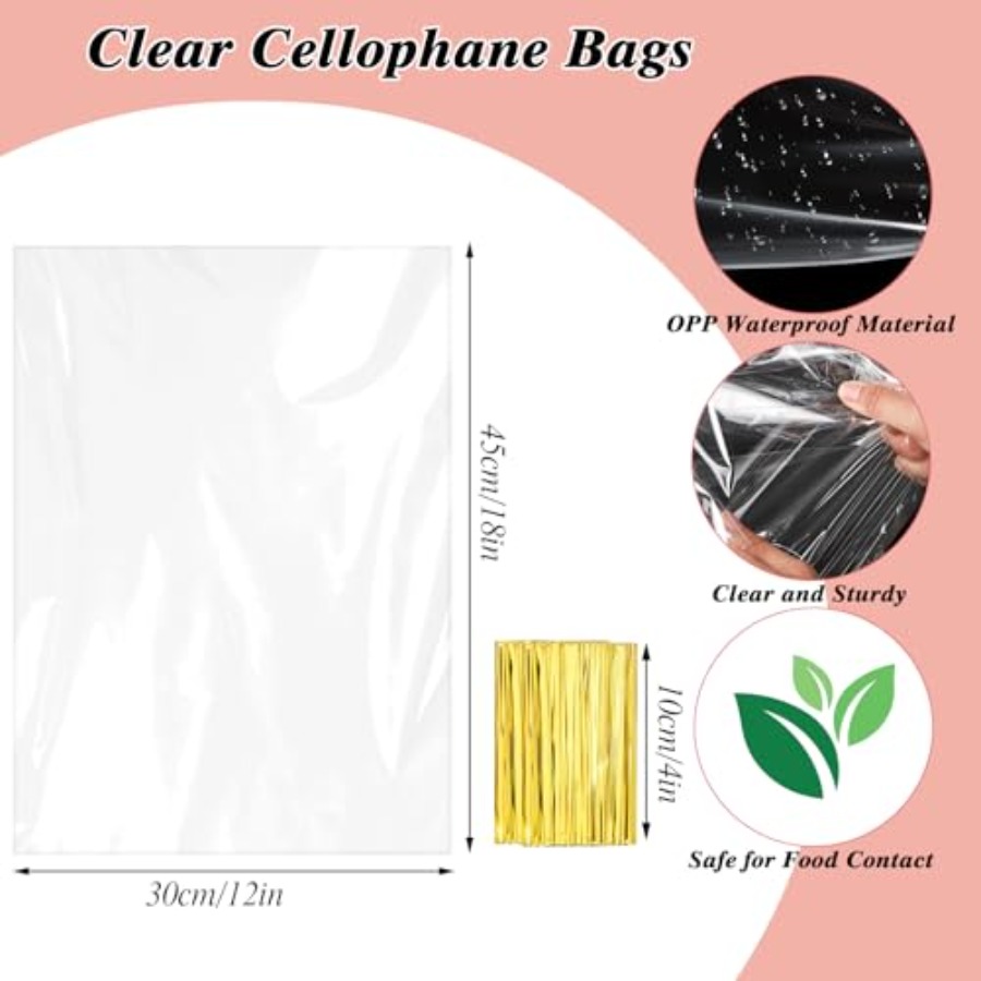 60 قطعة من أكياس السيلوفان لله - مراجعة Cellophane Wrap Clear وسعره