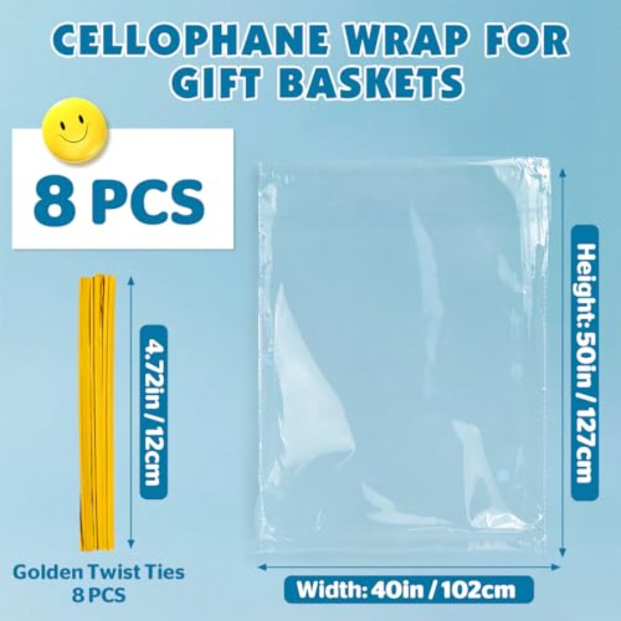 8 قطع أكياس سيلوفان كبيرة، مقا - مراجعة Cellophane Wrap Clear وسعره