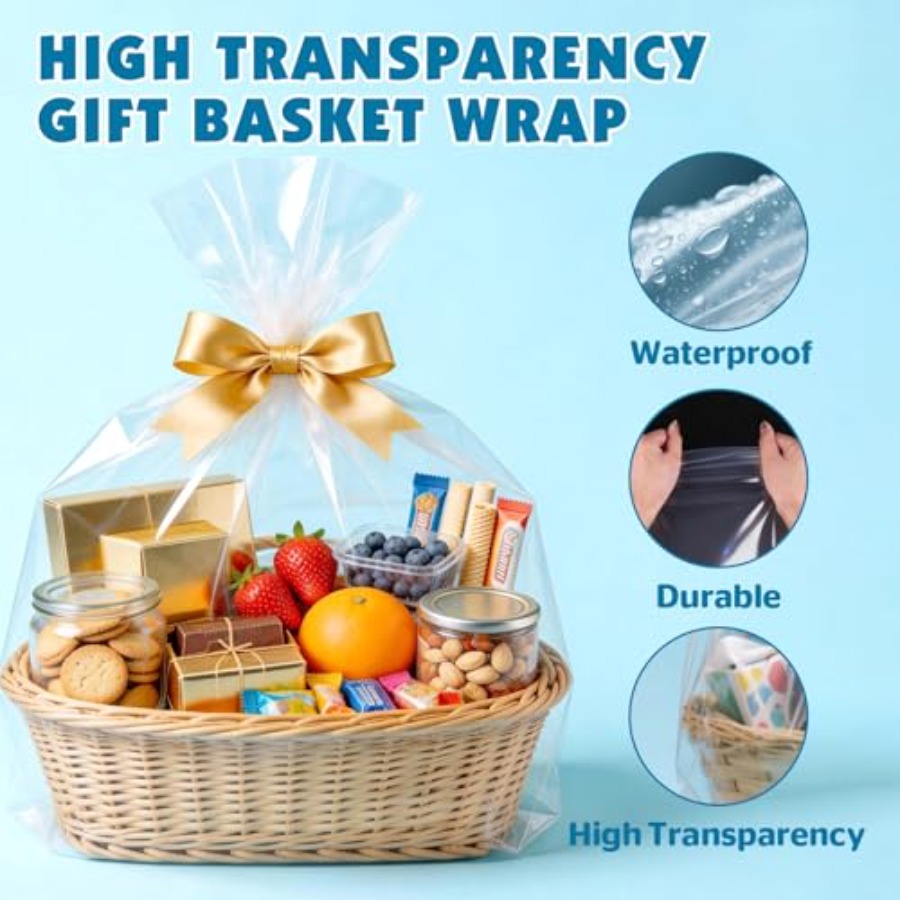 8 قطع أكياس سيلوفان كبيرة، مقا - مراجعة Cellophane Wrap Clear وسعره